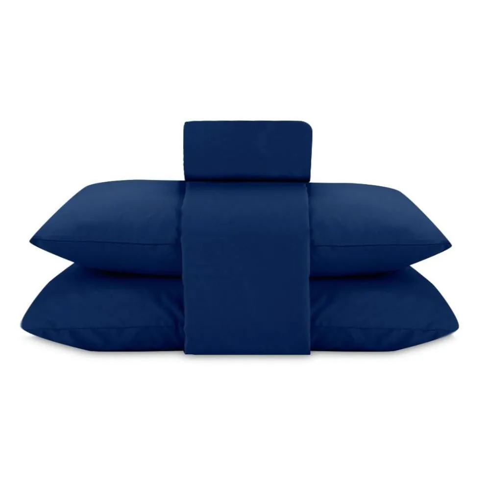Jogo de Cama Queen Elegance Liso 4 Peças - Azul Marinho