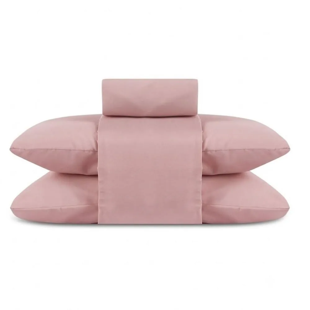 Jogo de Cama Queen Elegance Liso 4 Peças - Rosa 2