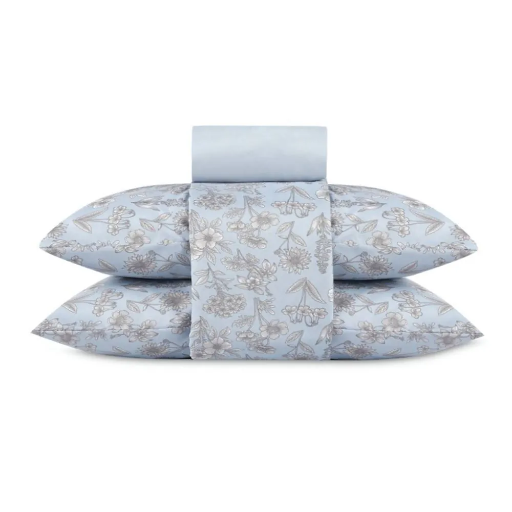 Jogo de Cama Queen Elegance 4 pçs - Blossom Flowers Azul