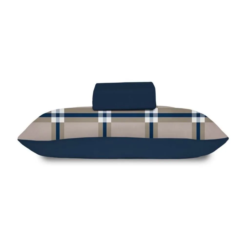Jogo de Cama Solteiro Malha 2 pçs - Lumy Azul Marinho
