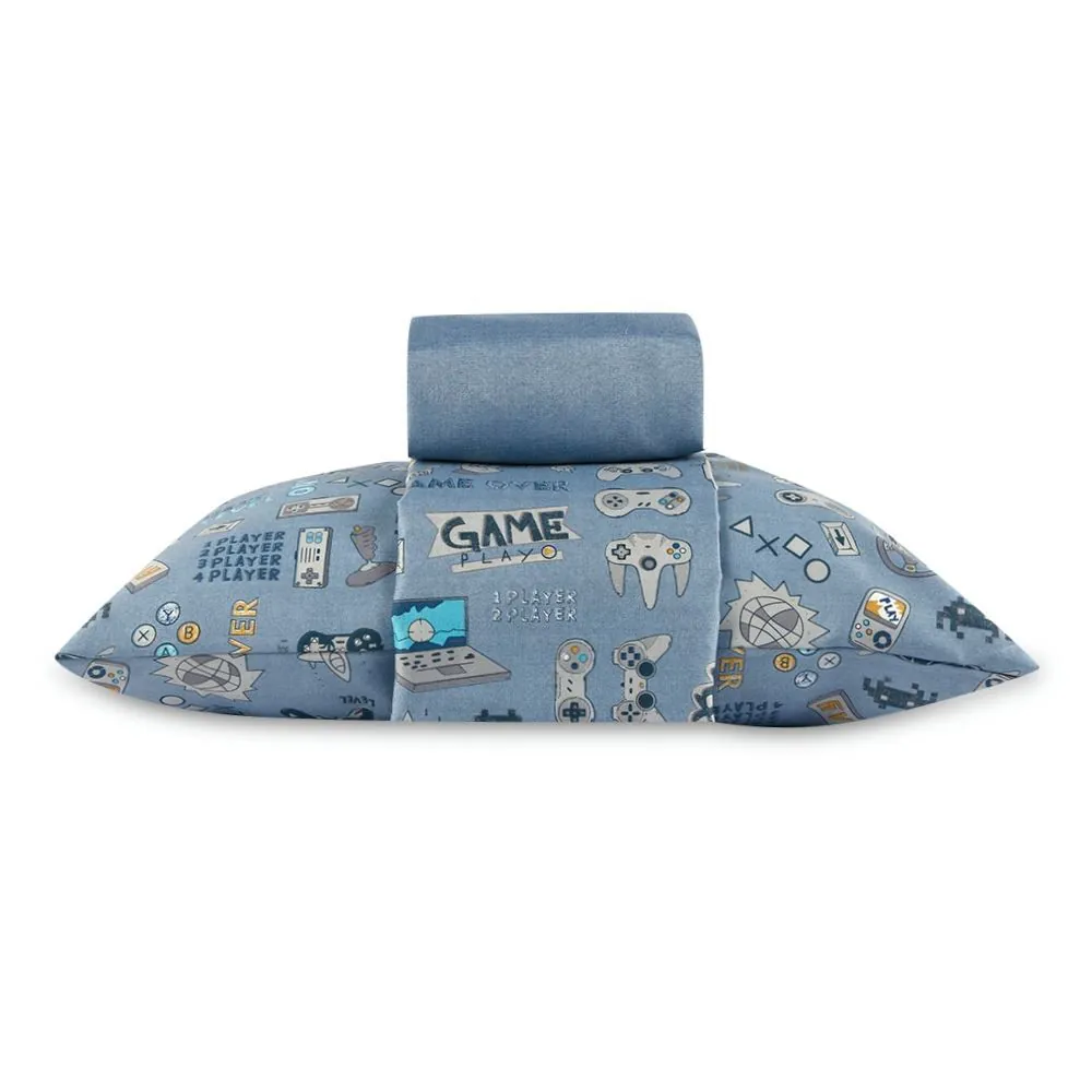 Jogo de Cama Solteiro 150 Fios Kids 3 pçs - Gaming Azul