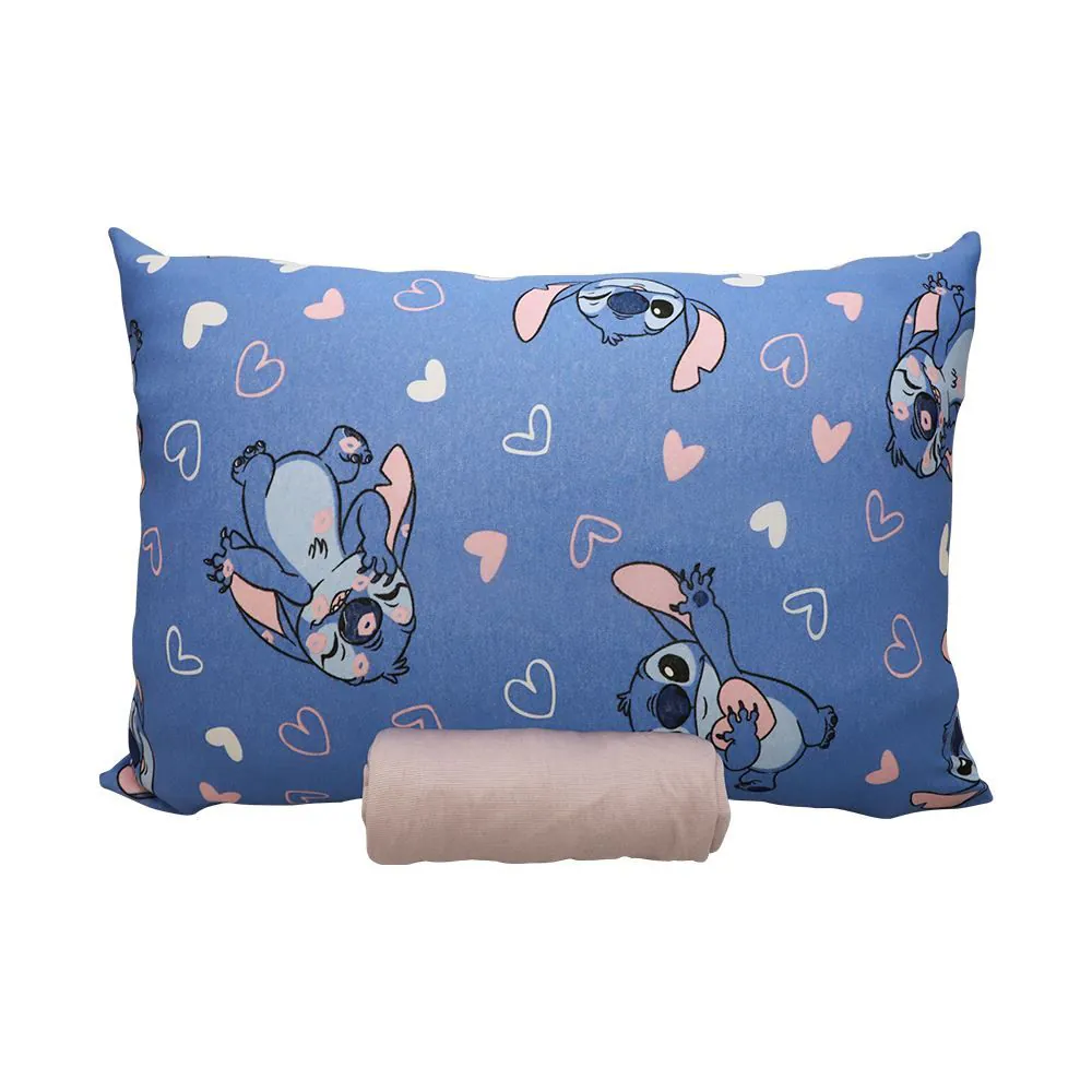 Jogo de Cama Solteiro Malha Estampado Disney - Stitch Sweet Malbec
