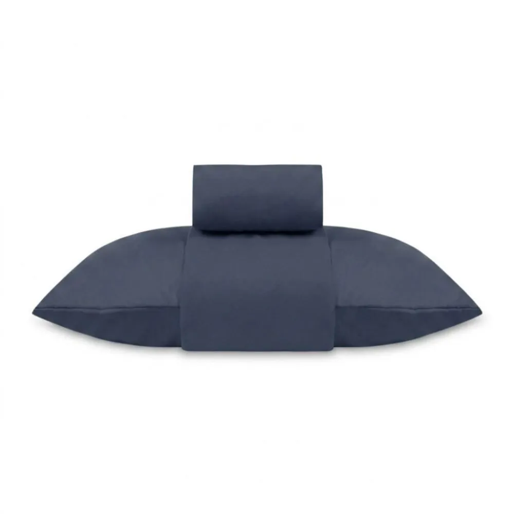 Jogo de Cama Solteiro Micro Percal Liso 3 Peças - Azul Marinho