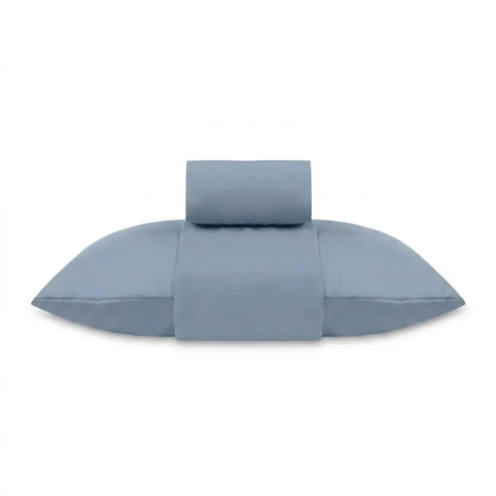 Jogo de Cama Solteiro Micro Percal Liso 3 Peças - Azul