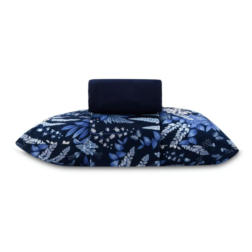 Jogo de Cama Solteiro Micropercal 3 pçs - Flowers Marinho