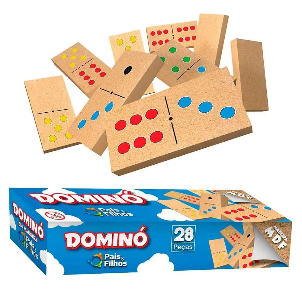 Jogo de Dominó Madeira 28 Peças Pais & Filhos Gala - 10772