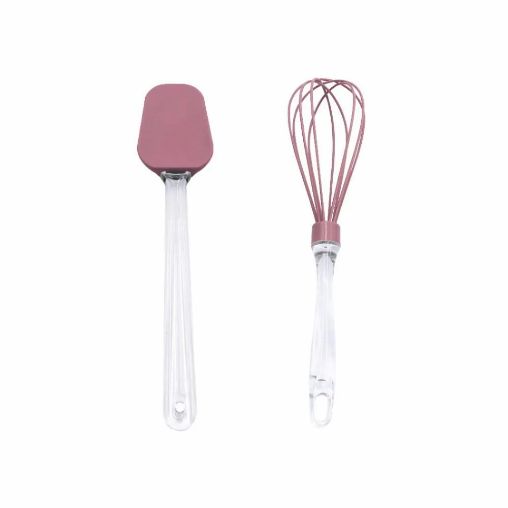 Jogo de Espátula e Batedor Basic 2 Peças - Rosa