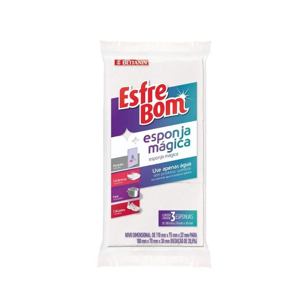 Jogo de Esponja Magica Esfrebom Bettanin - 3 Peças