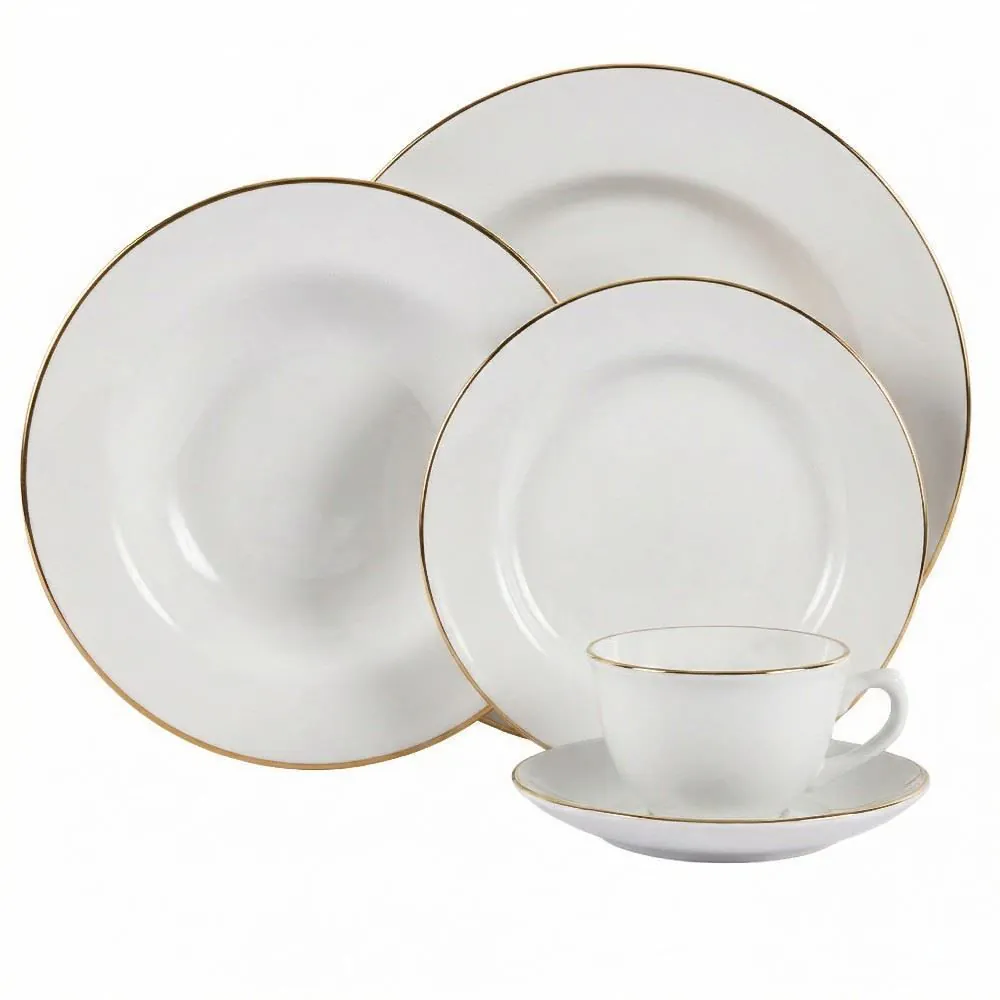 Jogo de Jantar Porcelana com Filete de Ouro Imperial - 20 Peças