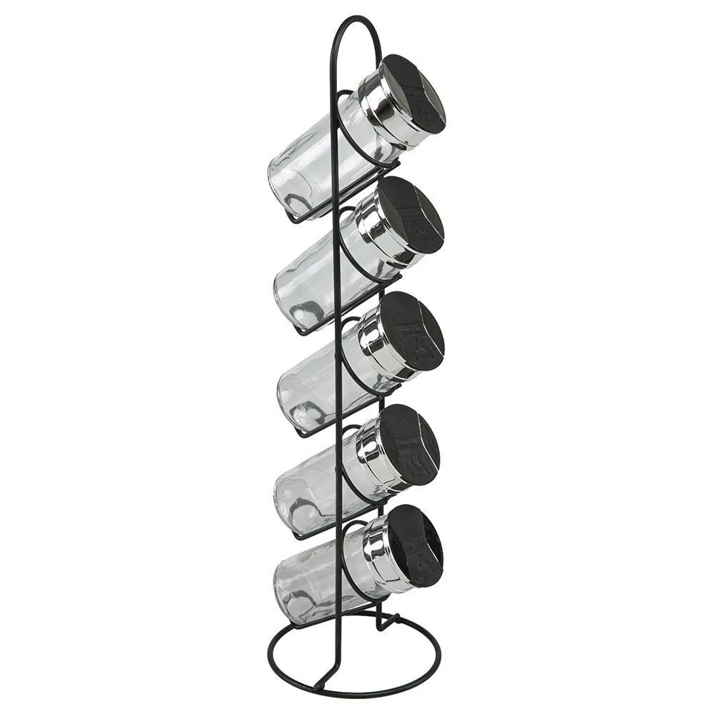 Jogo de Porta Condimentos com Suporte Vertical 5 Peças - Preto