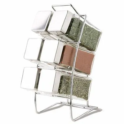 Jogo Porta Condimentos com Suporte Square Euro Home 6 Peças - Vidro