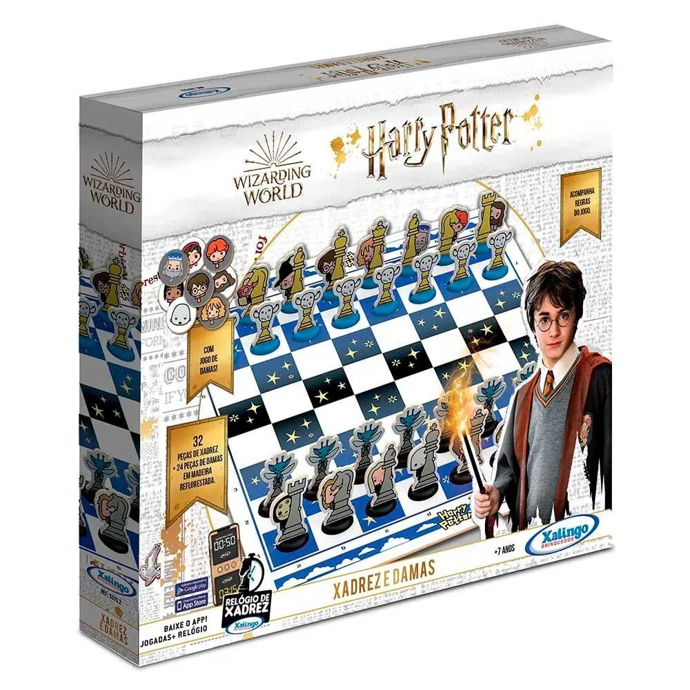 Jogo Xadrez e Damas Harry Potter Xalingo - 53732