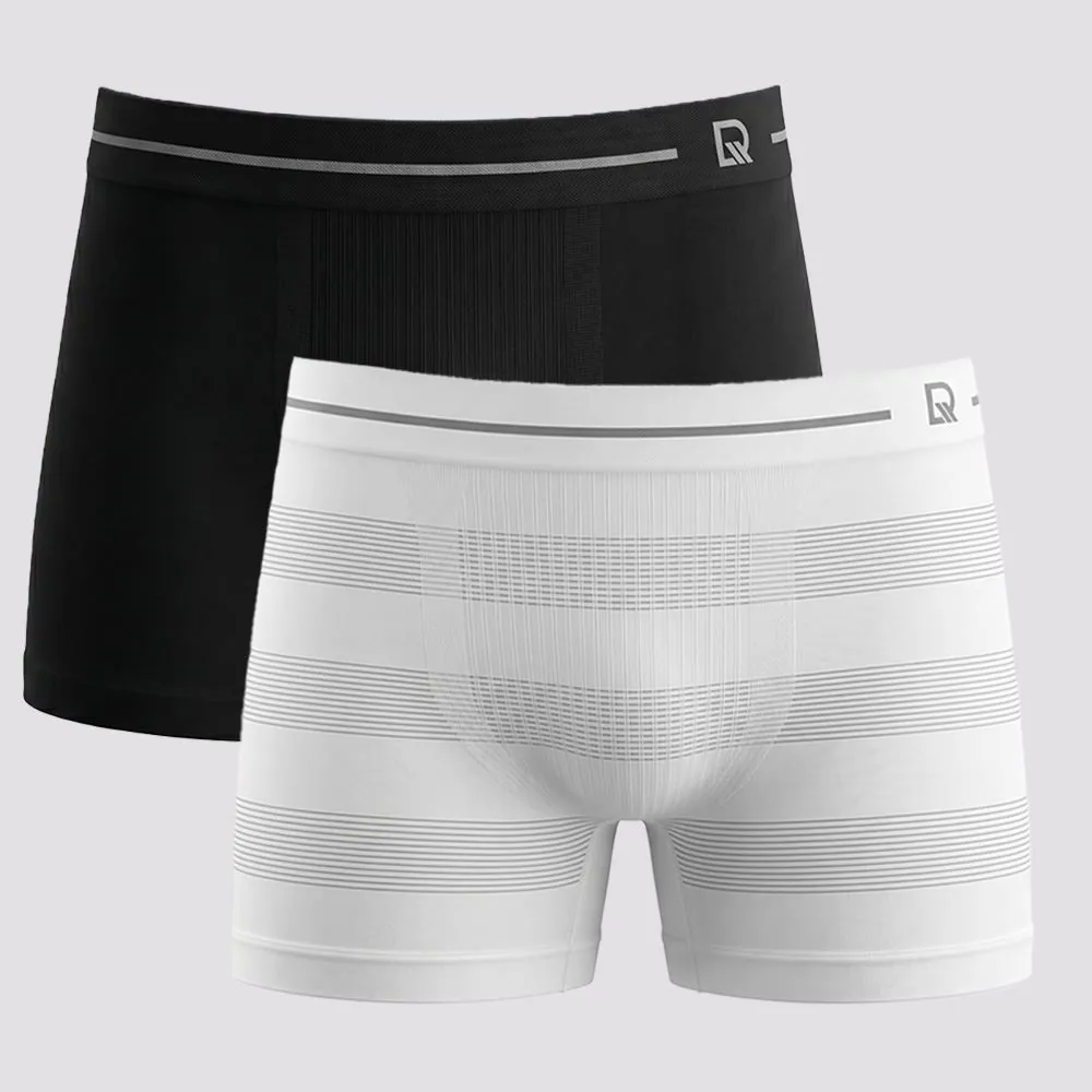 Kit 2 Cuecas Boxer em Microfibra DelRio Branco/Pto