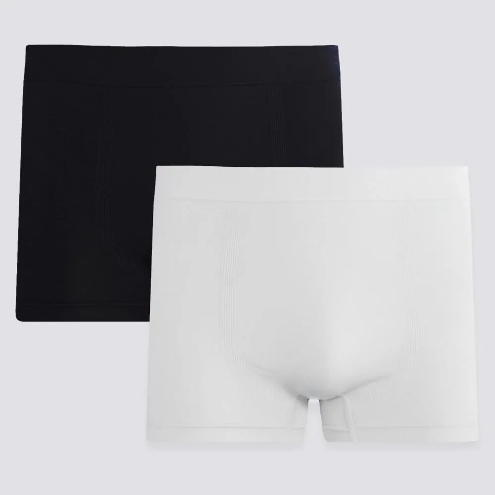 Kit 2 Cuecas Boxer Sem Costura em Poliamida Marc Alain Preto/Branco