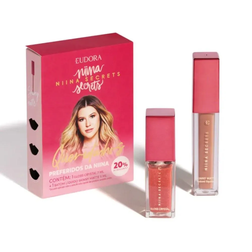 Kit Batom Líquido Matte 5Ml e Gloss Crystal 7Ml - Niina Secrets
