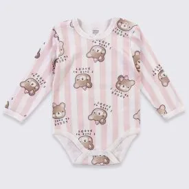 Kit Body Bebê Manga Longa 3 Peças Yoyo Baby Rosa Claro Arco Iris