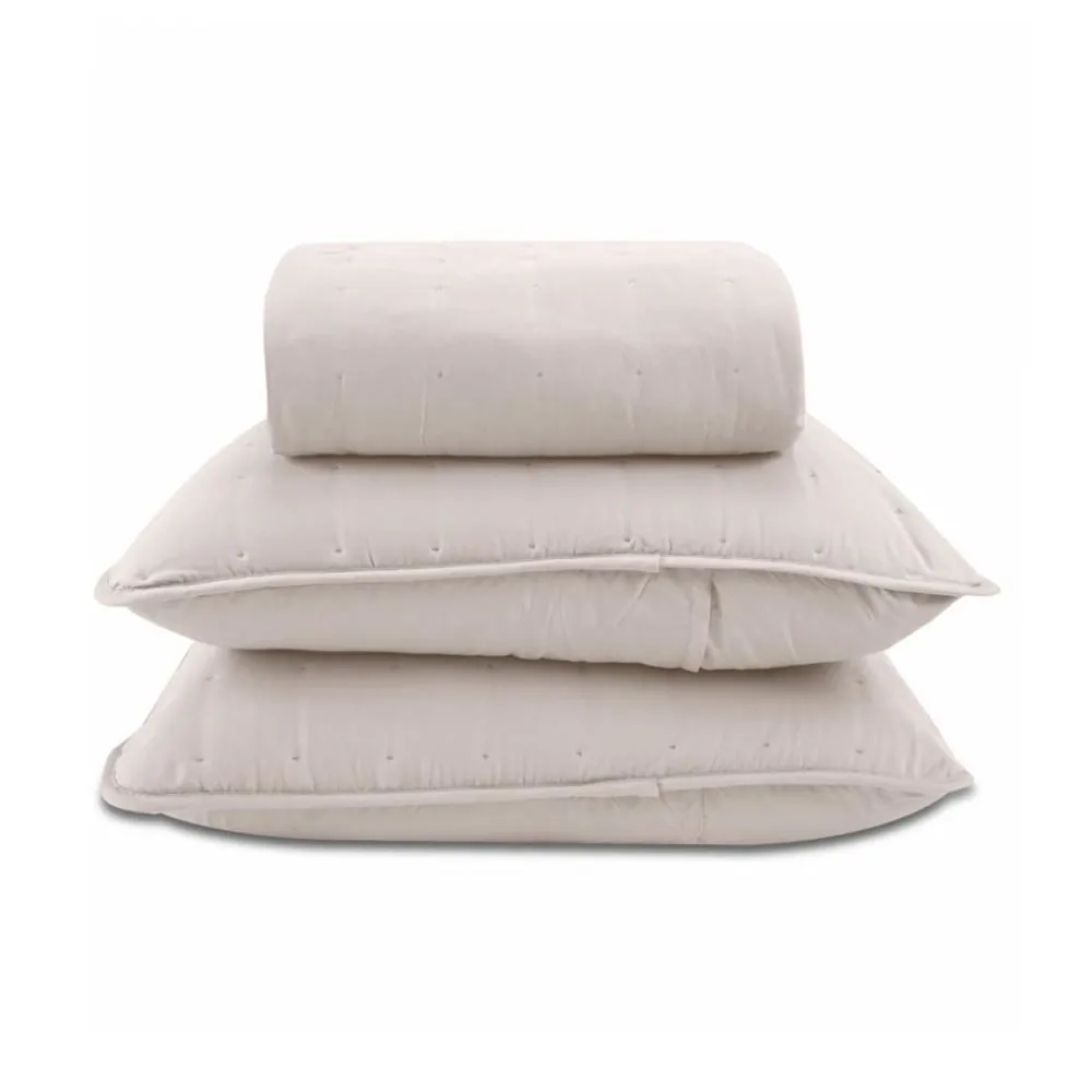 Kit Colcha Casal 100% Poliéster Elegance 3 pçs - Bege