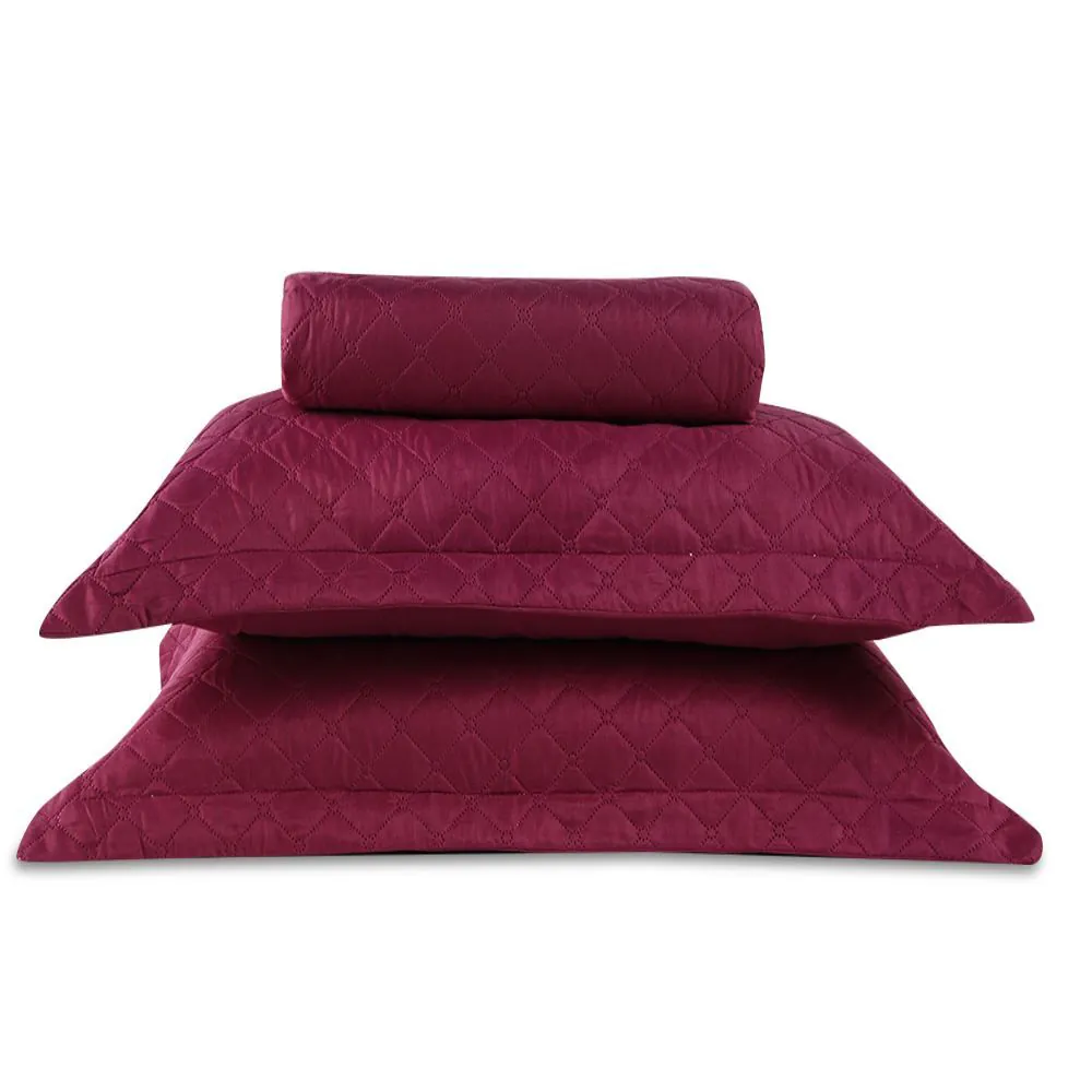 Kit Colcha Casal Lisa Versalhes/Napoli 3 Peças - Rosa Malva