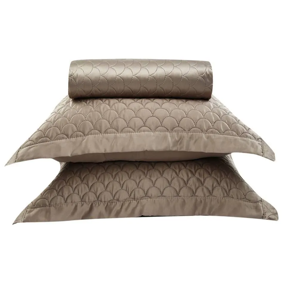 Kit Colcha Casal 100% Poliéster 3 pçs - Taupe