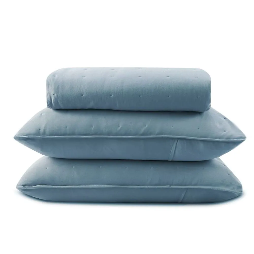 Kit Colcha Casal Elegance 3 pçs - Azul