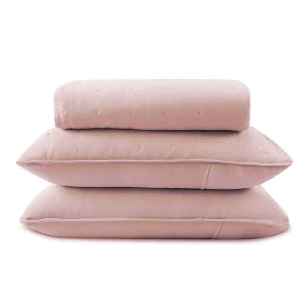 Kit Colcha Casal Elegance 3 pçs - Rosa