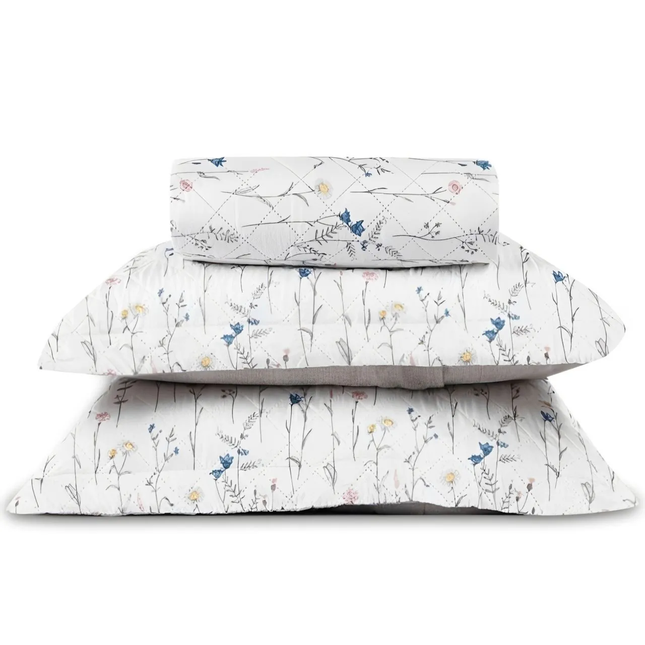Kit Colcha Casal Versalhes/Napoli Estampada 3 Peças - Floral Off