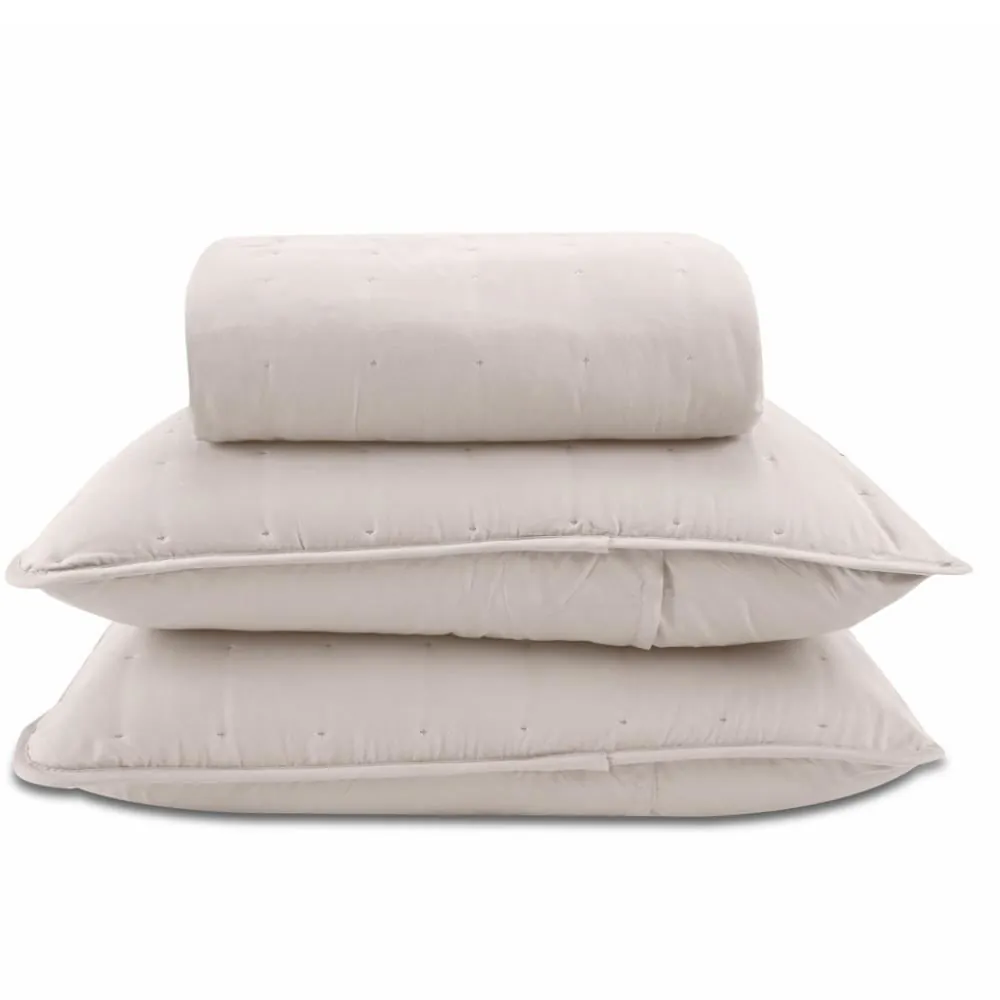 Kit Colcha King 100% Poliéster Elegance 3 pçs - Bege