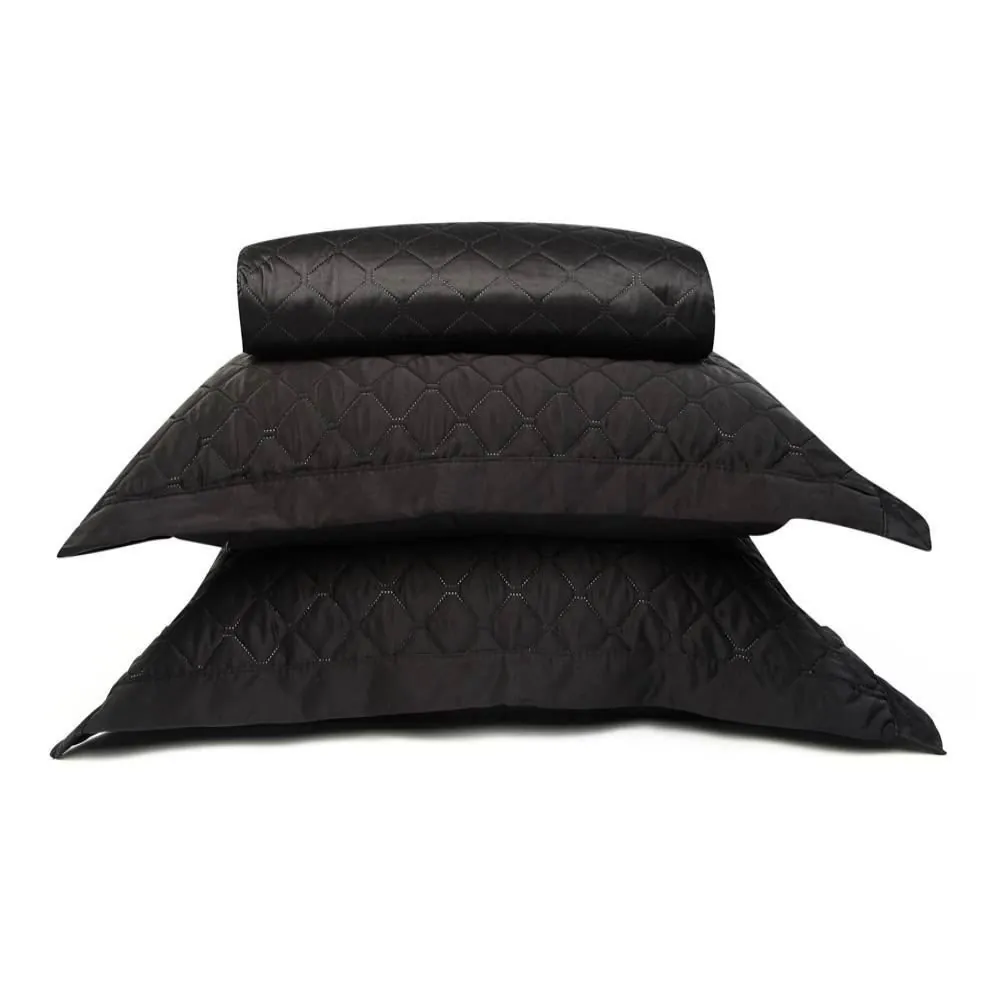 Kit Colcha King 100% Poliéster 3 pçs - Preto
