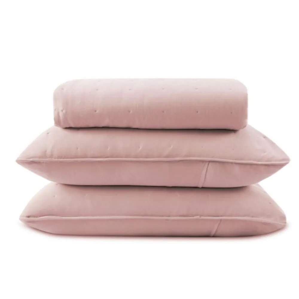 Kit Colcha King Elegance 3 pçs - Rosa