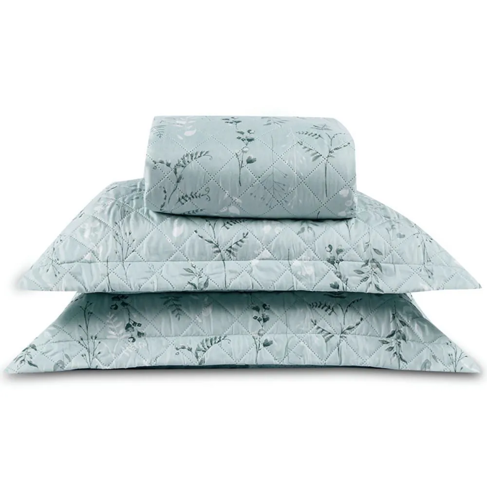 Kit Colcha King Estampada Versalhes/Napoli 3 Peças - Folhagens Verde