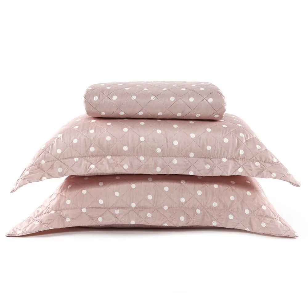 Kit Colcha King Poá Versalhes/Napoli 3 pçs - Rosa Pálido