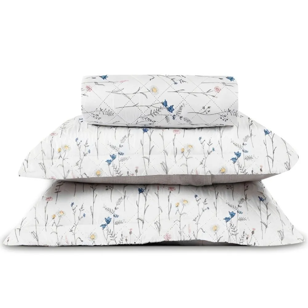 Kit Colcha King Versalhes Estampada 3 Peças - Floral Off