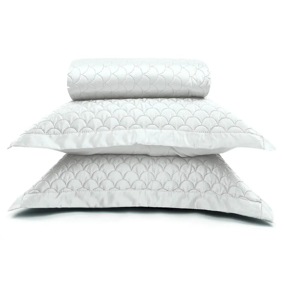 Kit Colcha Queen 100% Poliéster 3 pçs - Branco