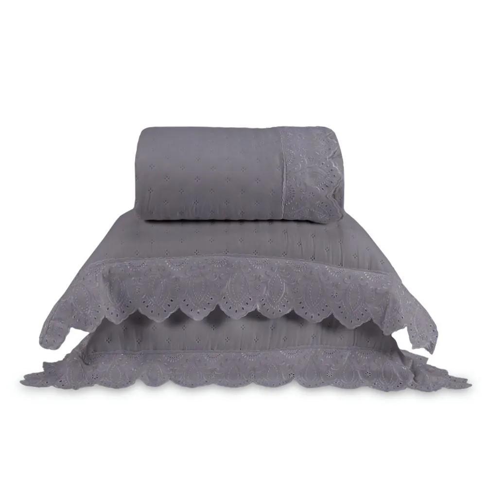 Kit Colcha Queen 3 Peças Imperial - Cinza