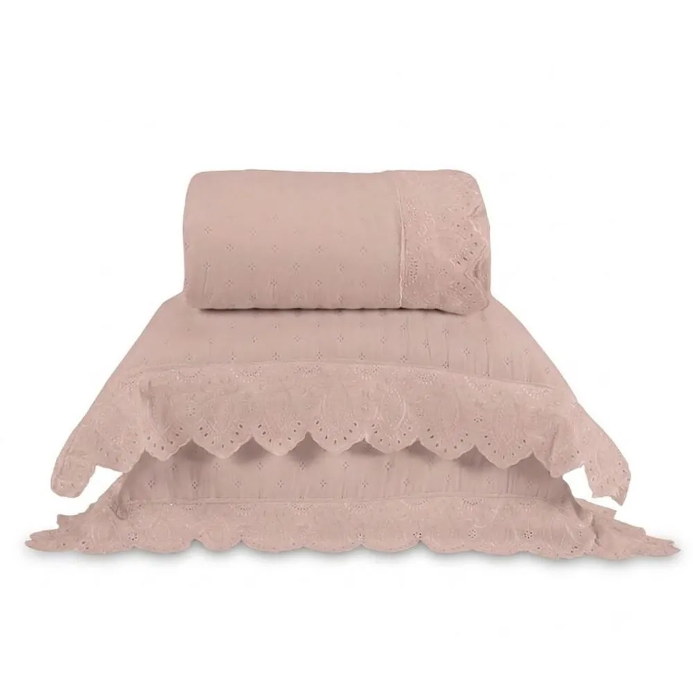 Kit Colcha Queen 3 Peças Imperial - Rosa