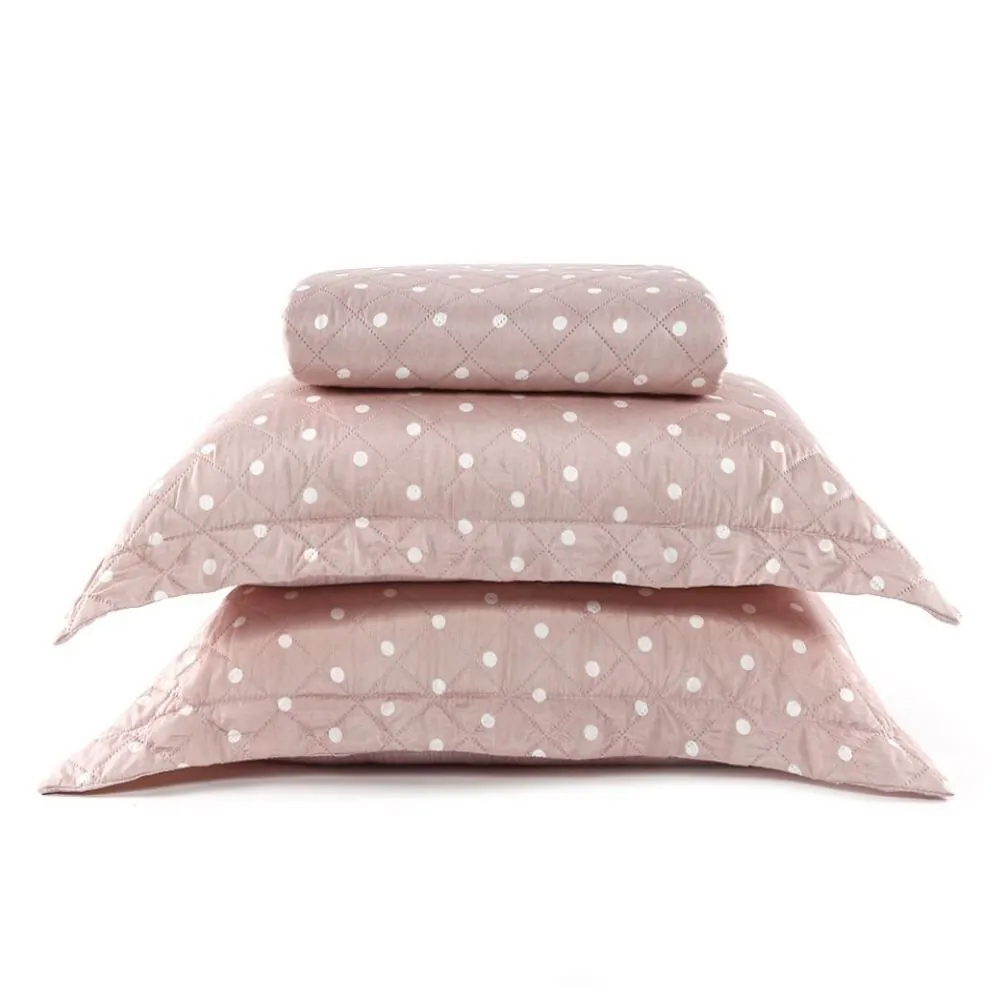 Kit Colcha Queen Poá Versalhes/Napoli 3 pçs - Rosa Pálido