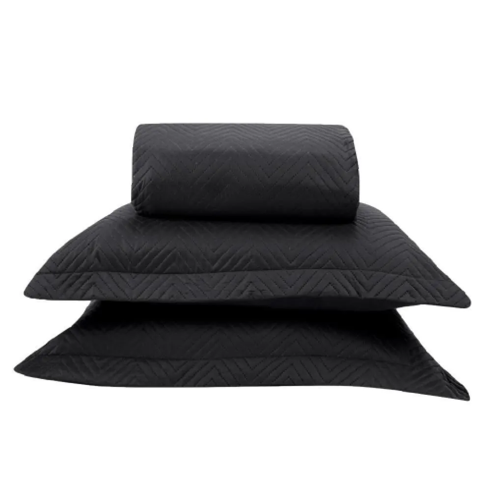 Kit Colcha Queen Versalhes/Napoli Lisa 3 pçs - Preto