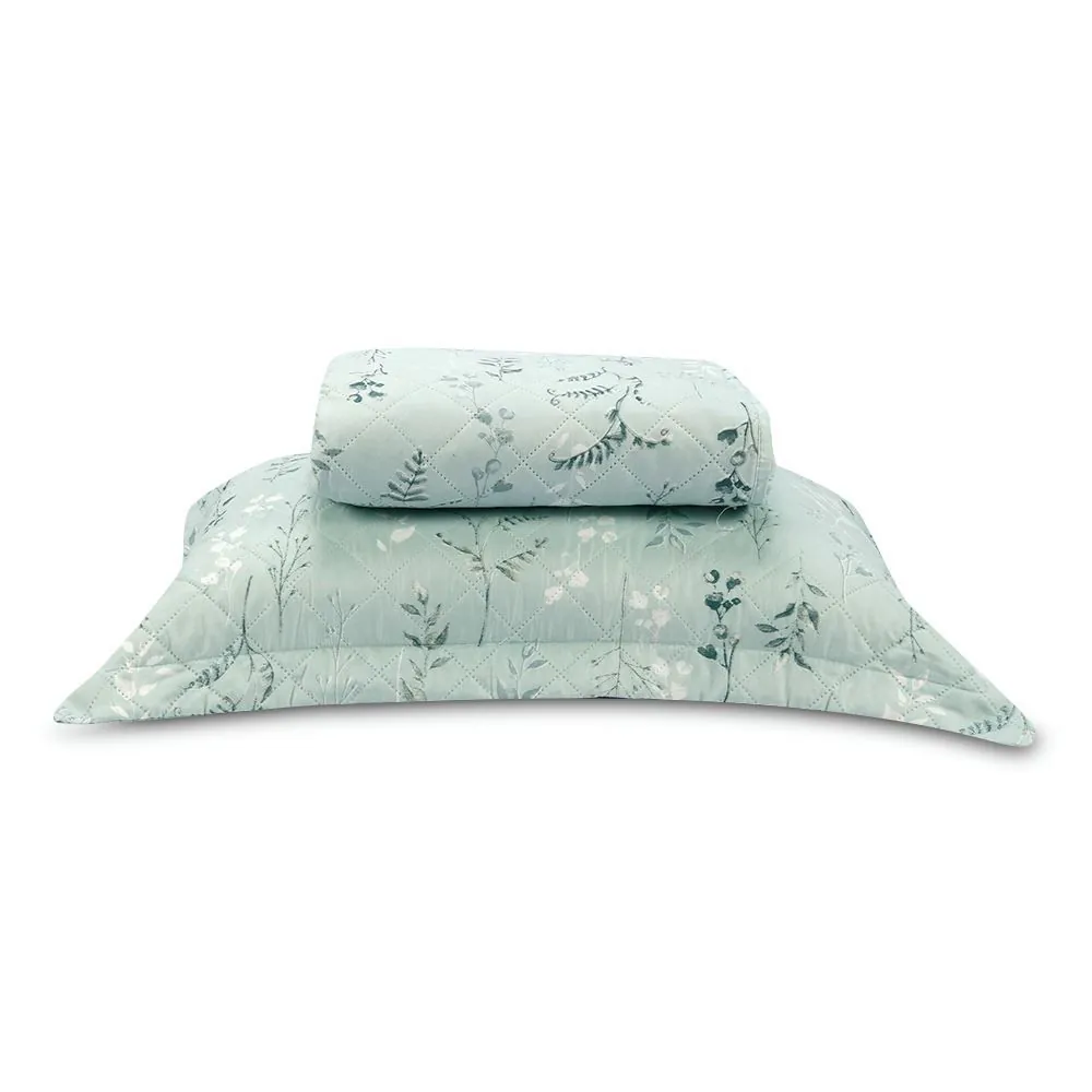 Kit Colcha Solteiro Estampada Versalhes/Napoli 2 Peças - Folhagens Verde