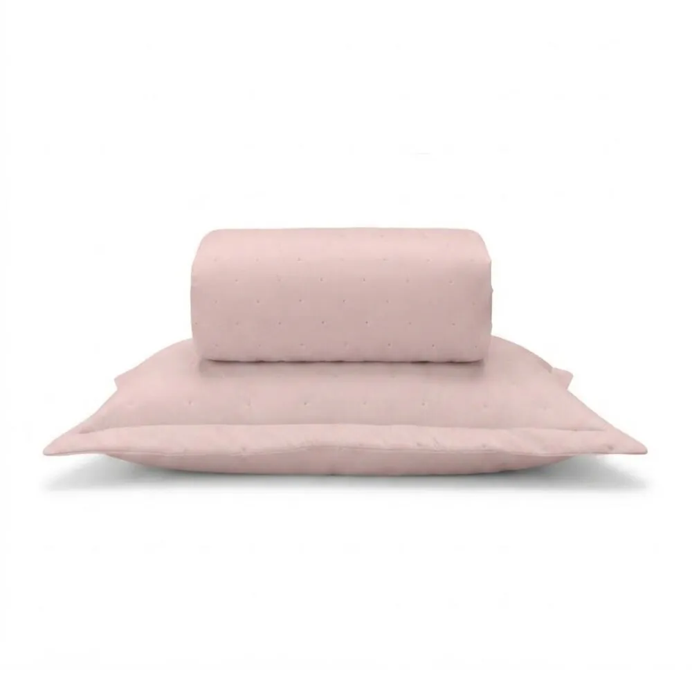 Kit Colcha Solteiro Requinte 3 Peças - Rosa Tule