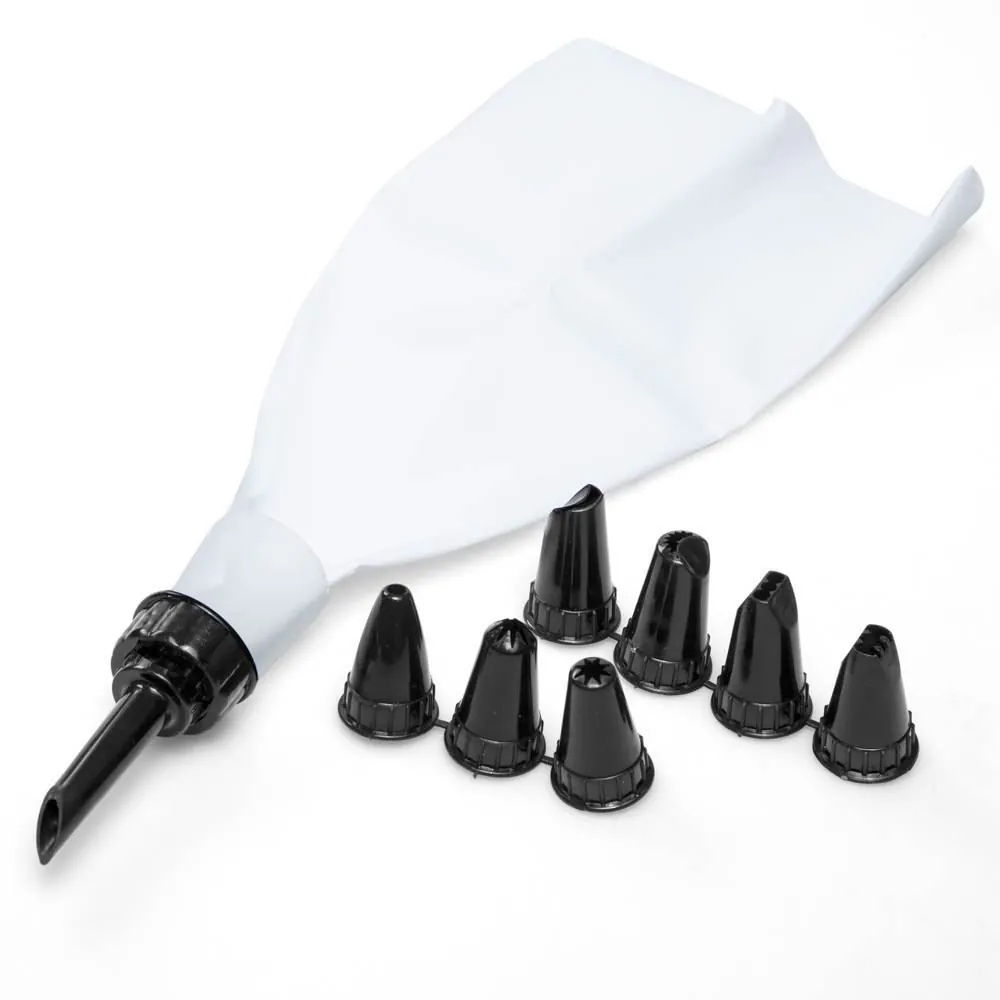Kit de Confeiteiro com Saco Decorador e 8 Bicos - Preto