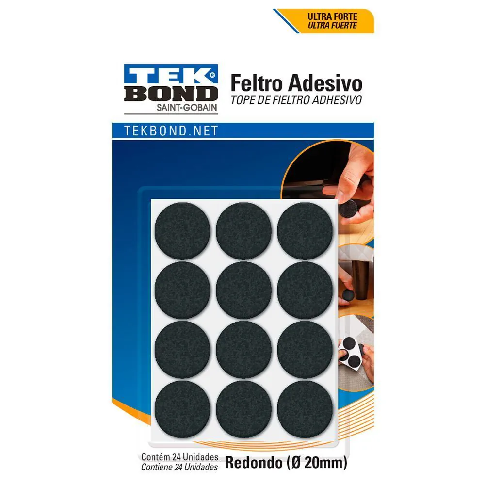 Kit Feltros Adesivos com 24 Unidades Tekbond - Redondo
