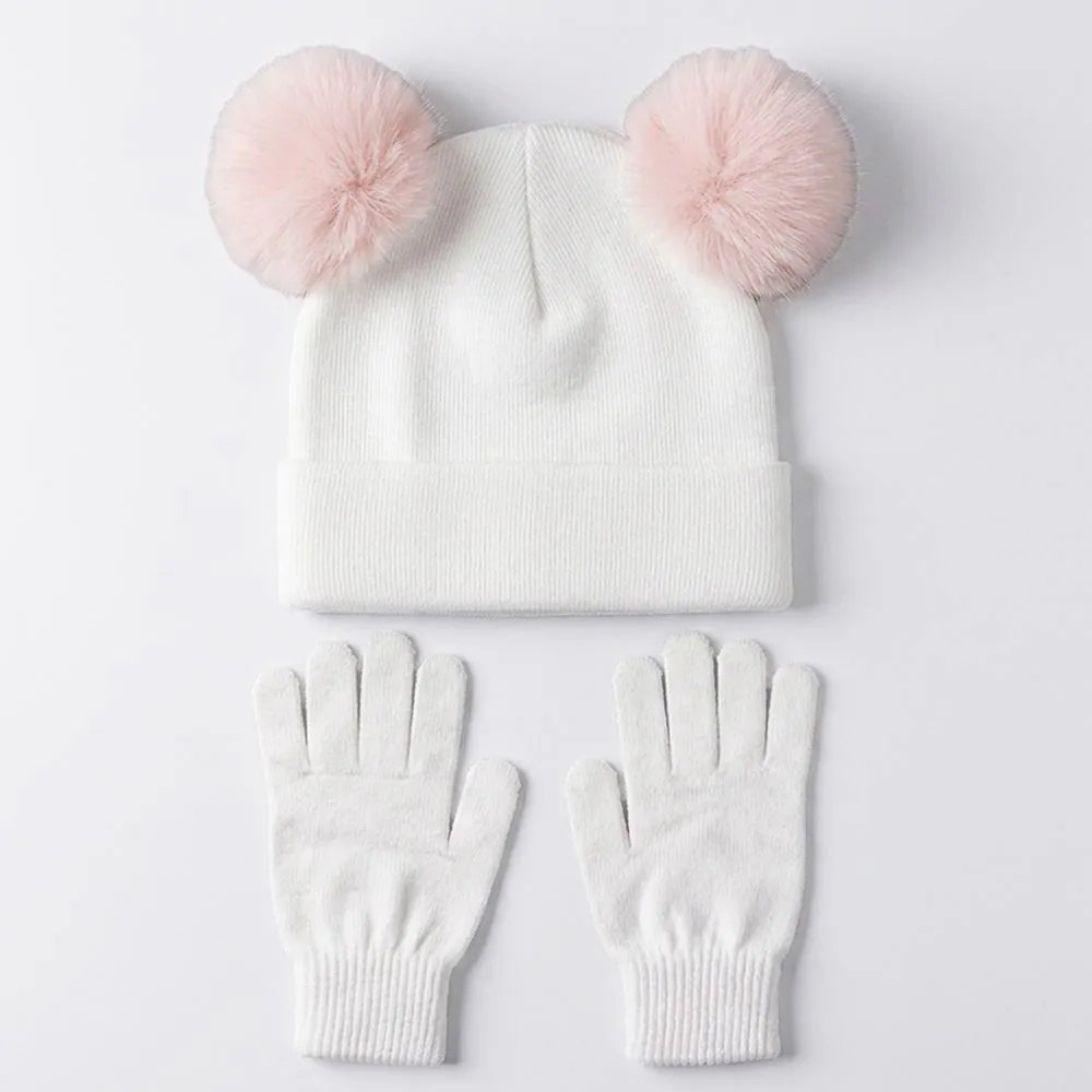 Kit Gorro e Luva Infantil Menina em Tricot Marmelada - Off White U