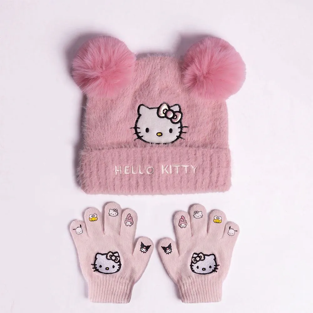 Kit Gorro e Luva Infantil Menina em Tricot Sanrio - Hello Kitty U