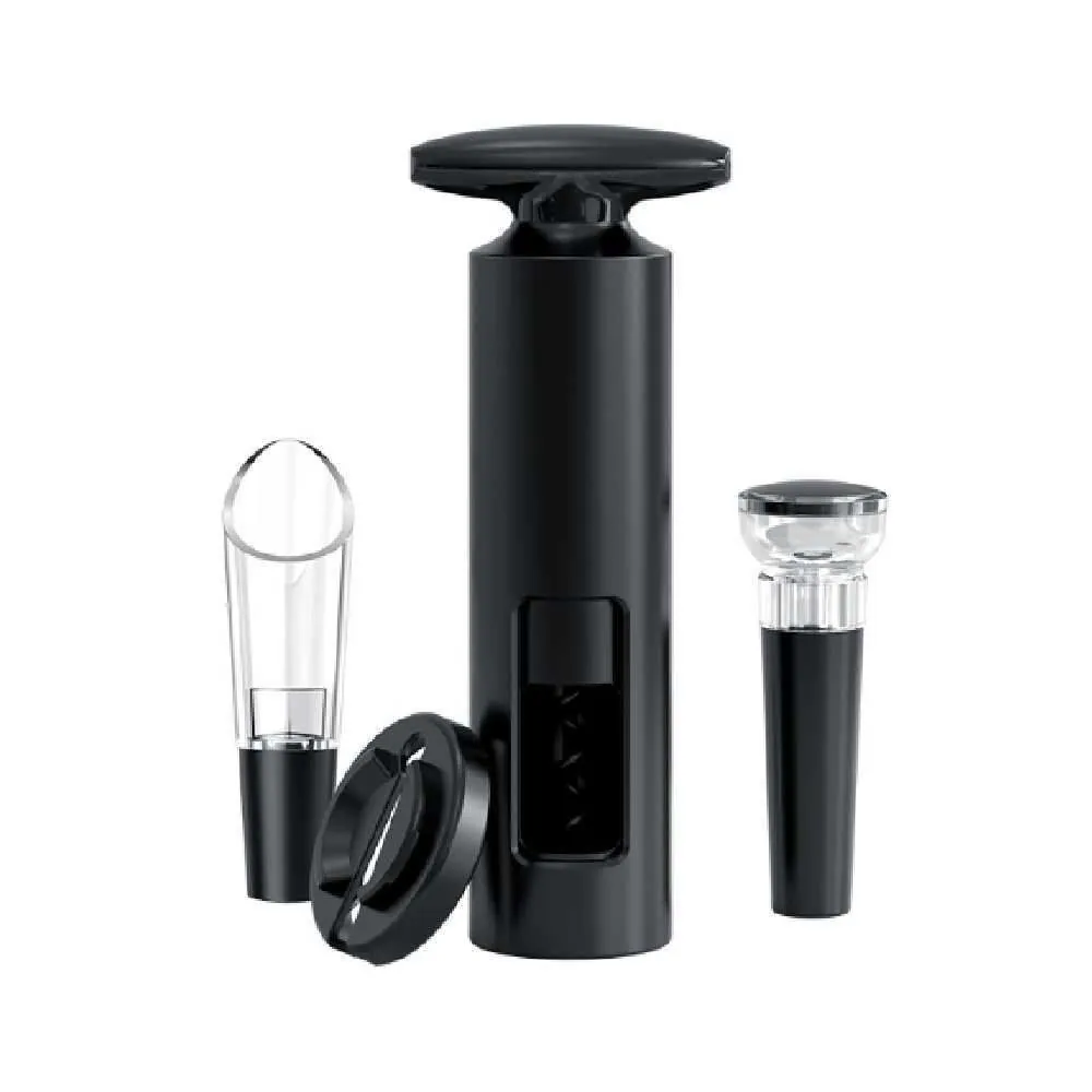 Kit Jogo de Vinho Manual 4 Peças - Preto
