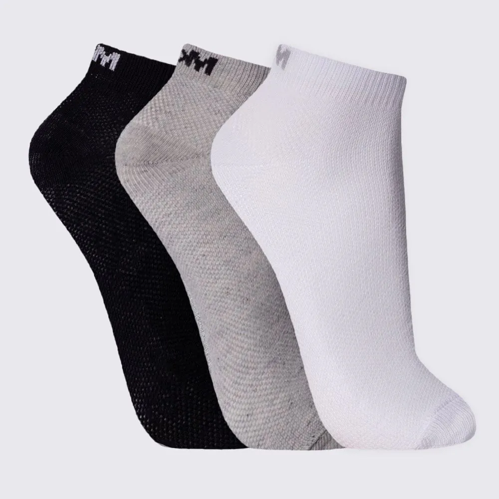 Kit Meia Feminina com 3 Pares Cano Curto Mash - Bc/cz/pt 34/38