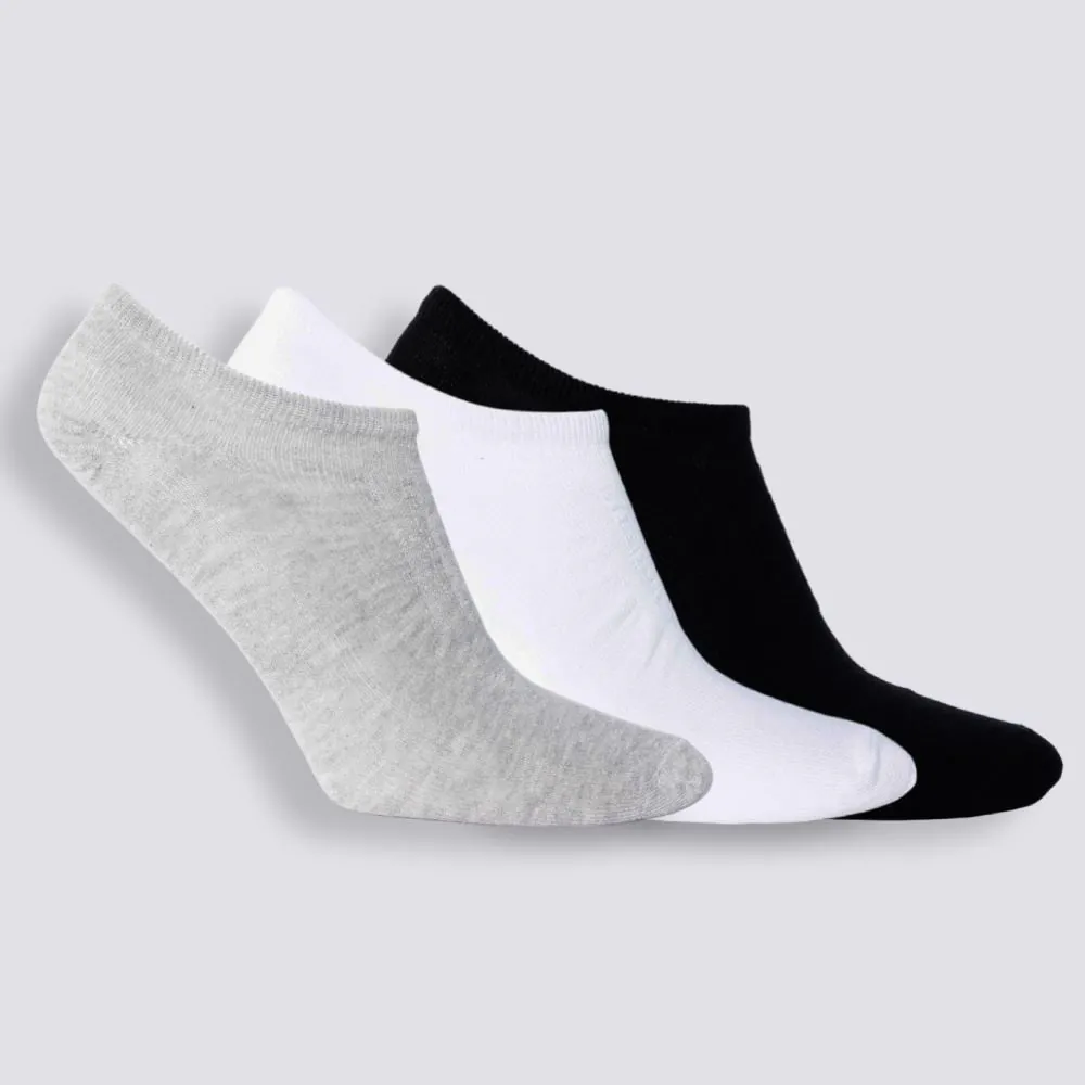 Kit Meia Feminina com 3 Pares Cano Invisível Holla - Pto/Bco/Cza 34/39