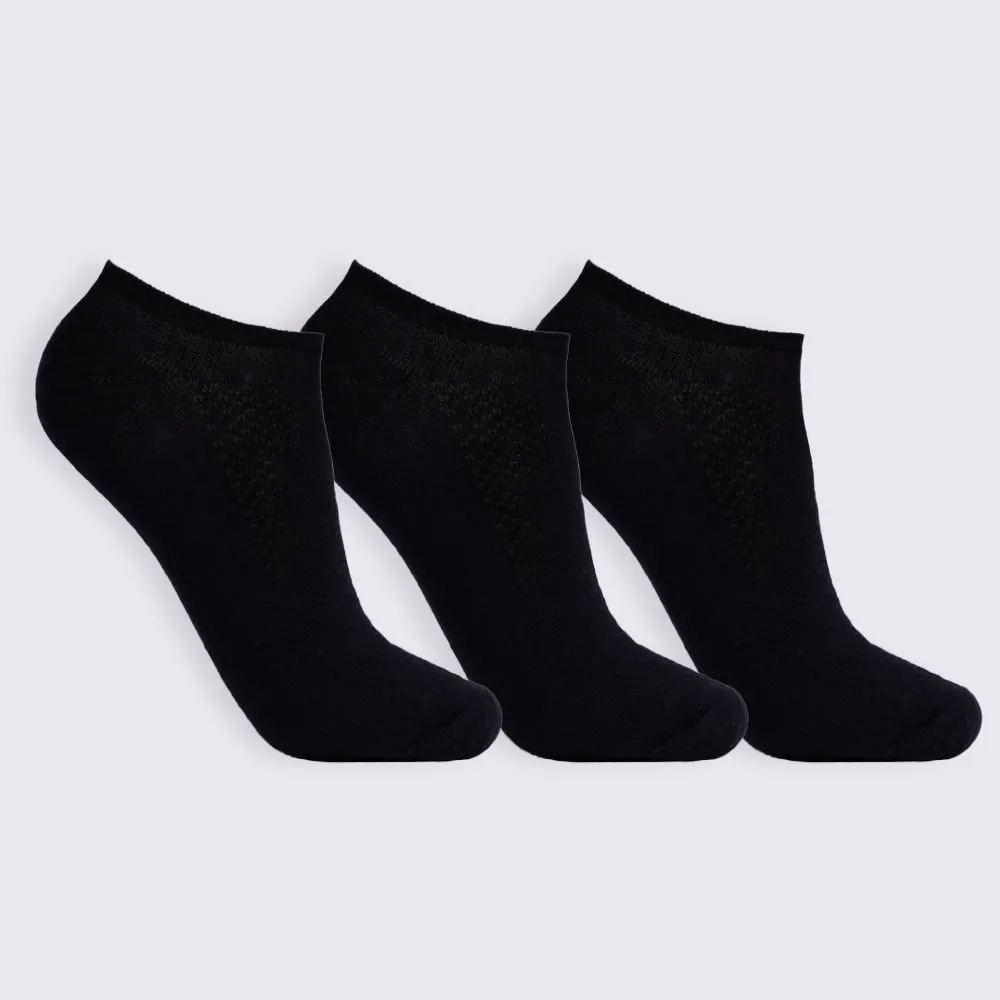 Kit Meia Juvenil 3 Pares Cano Invisível Marmelada - Preto 34/38