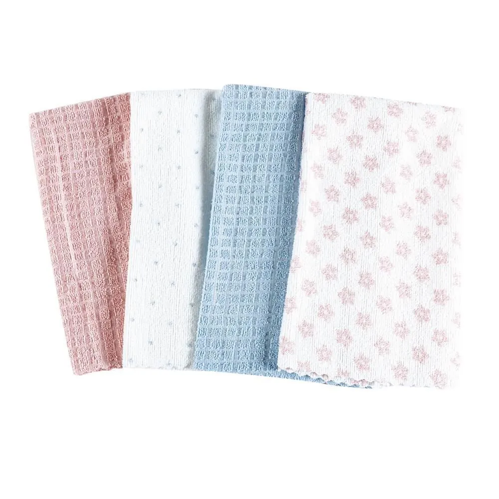 Kit Panos Multiuso Pratik 4 Peças - Flores Rosa e Poá