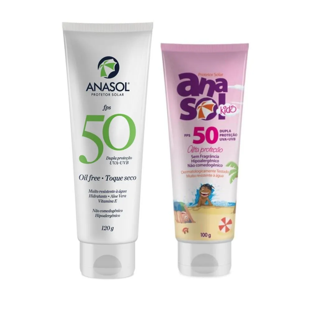 Kit Protetor Solar Anasol Corporal Fps 50 120G e Kids Fps 50 100G - Dupla Proteção