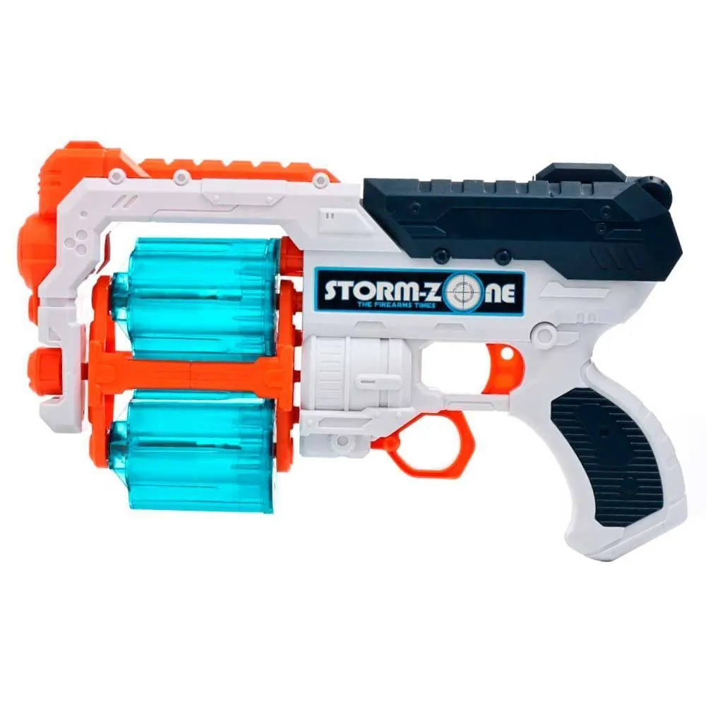 Lançador de Dardos 2 Tambores 12 Dardos Branco Toys - HBR0305